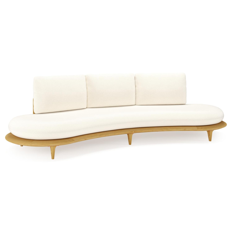 Bomero loungebank in teak met natte white all weather sunbrella® luxe kussen
