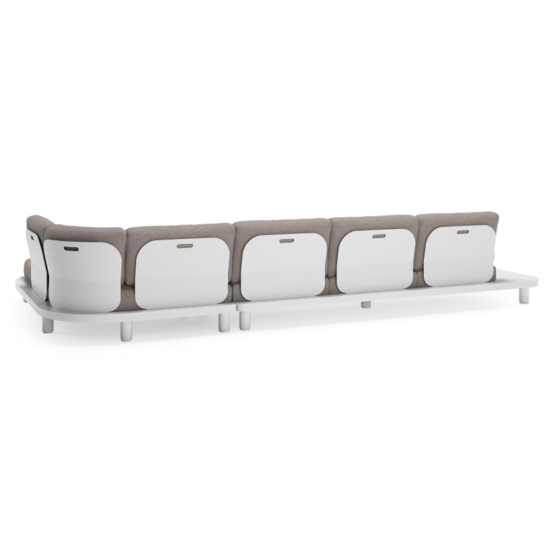 Salon de jardin d'angle Donato en aluminium blanc et coussins en all weather sunbrella® luxe Tundra Charcoal