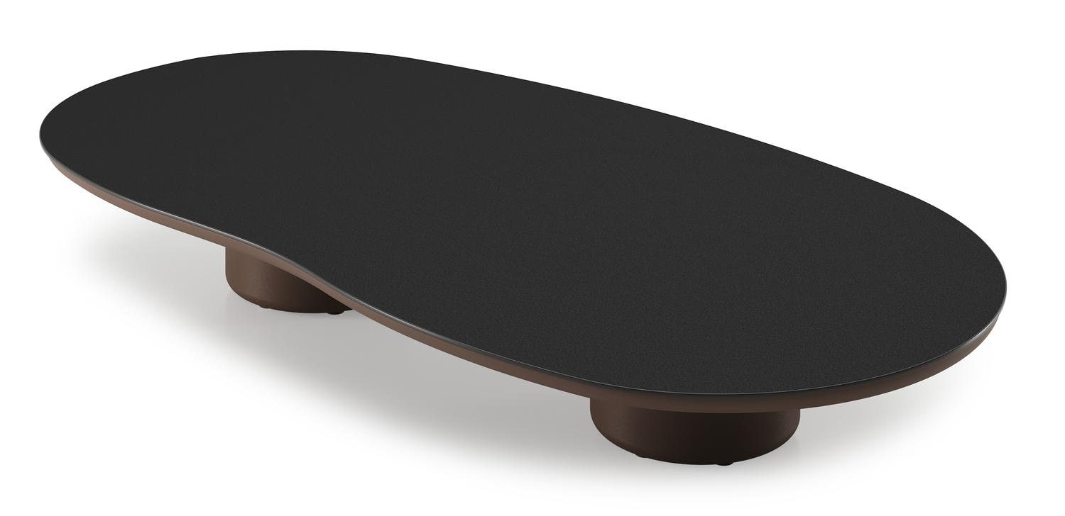 Amico loungetafel organisch in taupe aluminium en volkeramiek Nero Black - L 170 x B 91 x H 25 cm