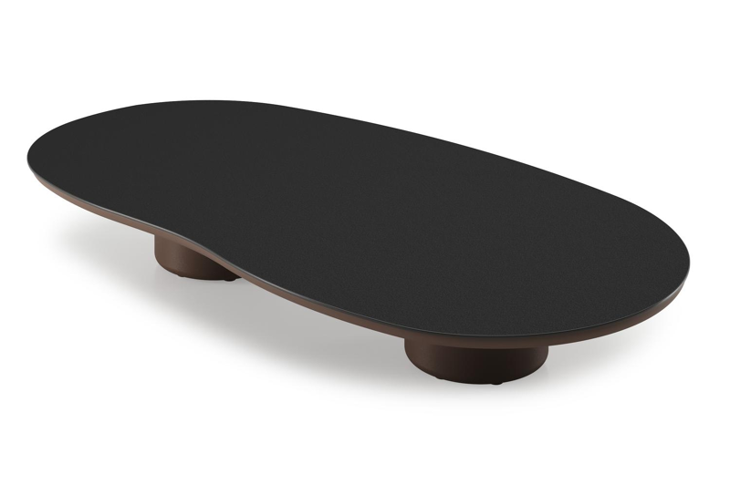 Amico loungetafel organisch in taupe aluminium en volkeramiek Nero Black - L 170 x B 91 x H 25 cm