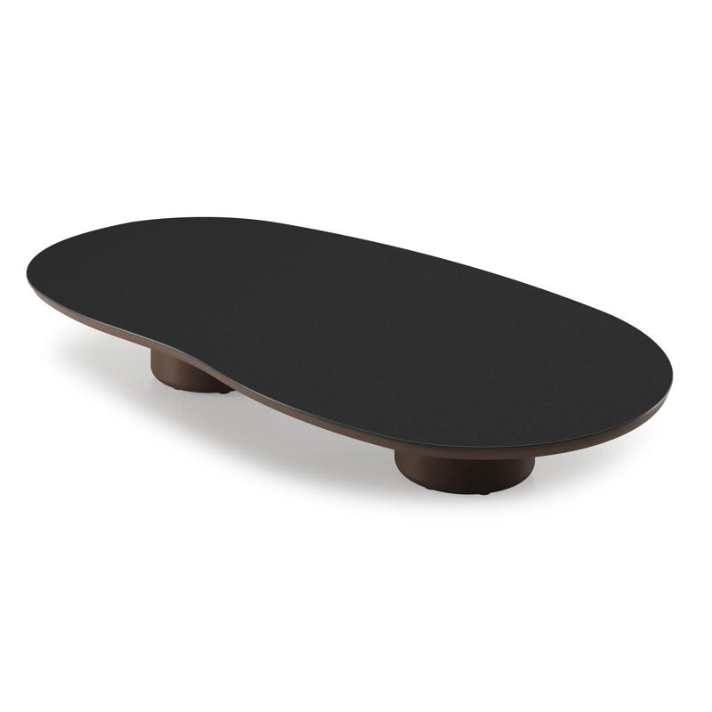 Amico loungetafel organisch in taupe aluminium en volkeramiek Nero Black - L 170 x B 91 x H 25 cm