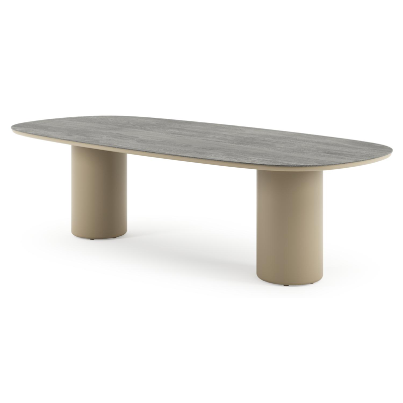 Amico tuintafel bombo in beige aluminium en volkeramiek Aspen Grey - L 270 x B 125 x H 73.5 cm