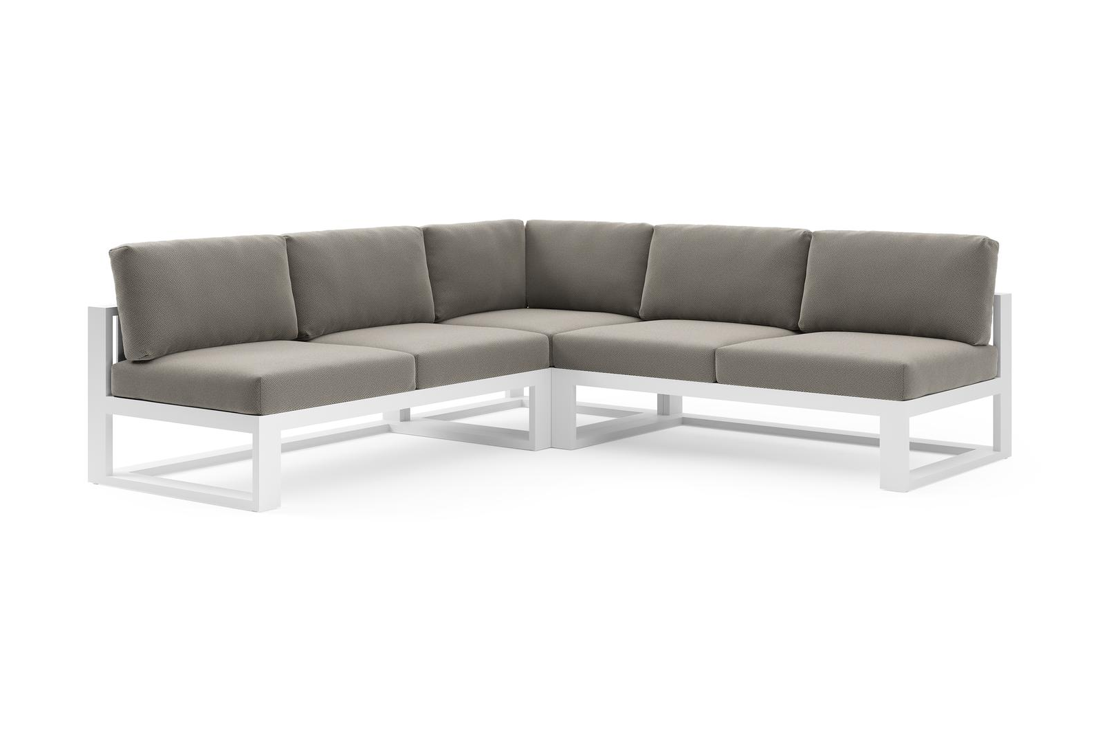 Verato loungehoek in wit aluminium met lopi charcoal all weather sunbrella® luxe kussen