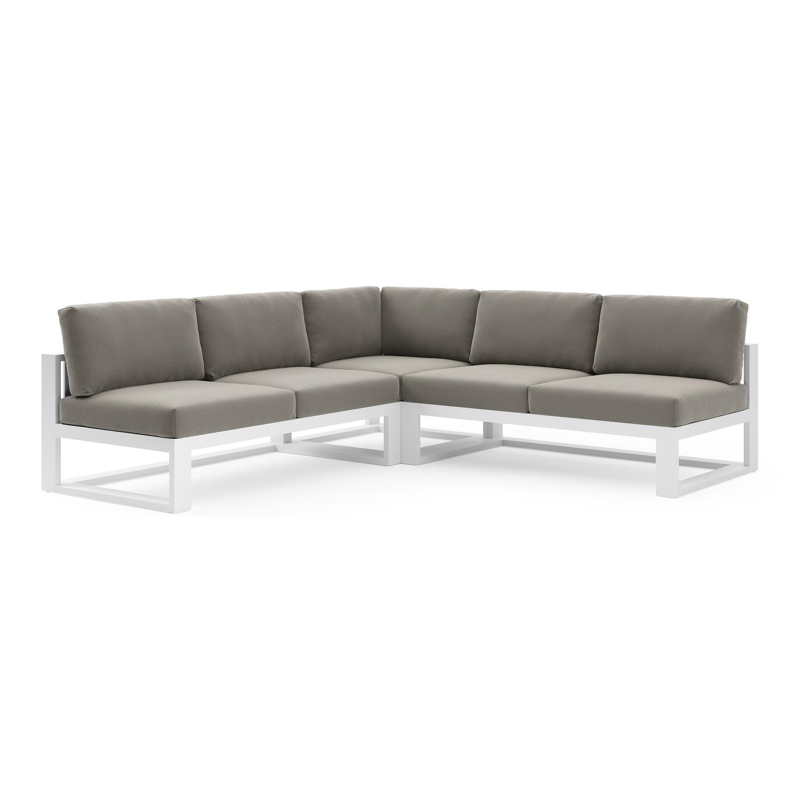 Verato loungehoek in wit aluminium met lopi charcoal all weather sunbrella® luxe kussen