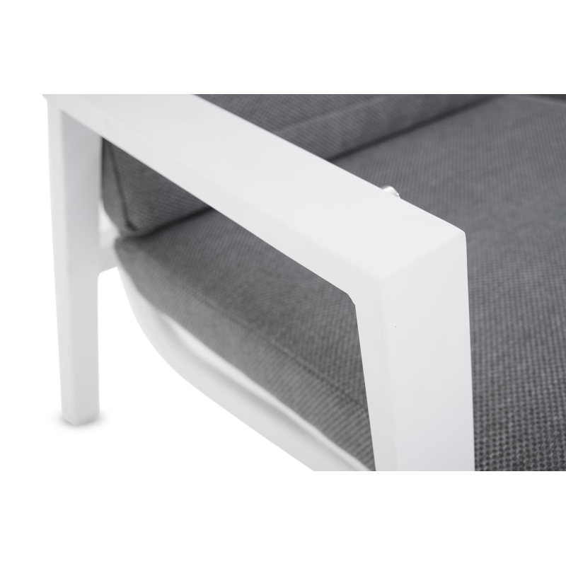 Ensemble de salon de balcon Prato en aluminium blanc avec coussins en weather+ textilène gris