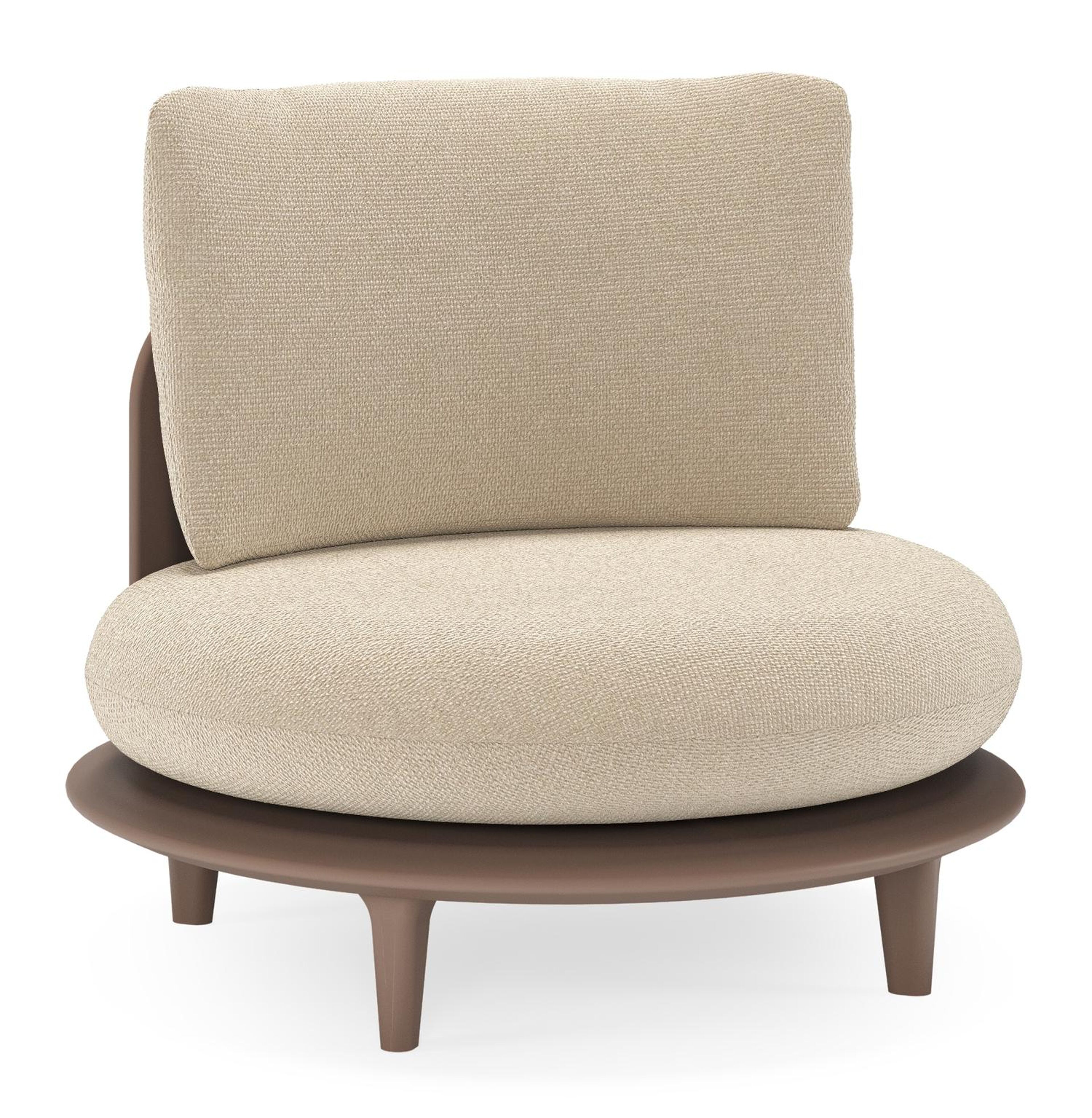 Fauteuil de jardin Bomero en aluminium taupe et coussins en all weather cosytica althea chalk