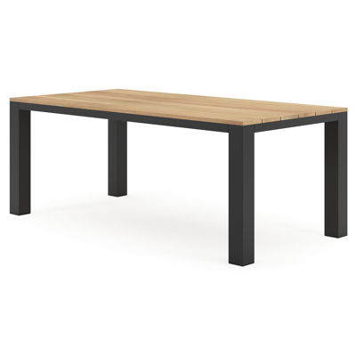 Nano tuintafel in zwart aluminium en teak - L 200 x B 100 x H 75 cm
