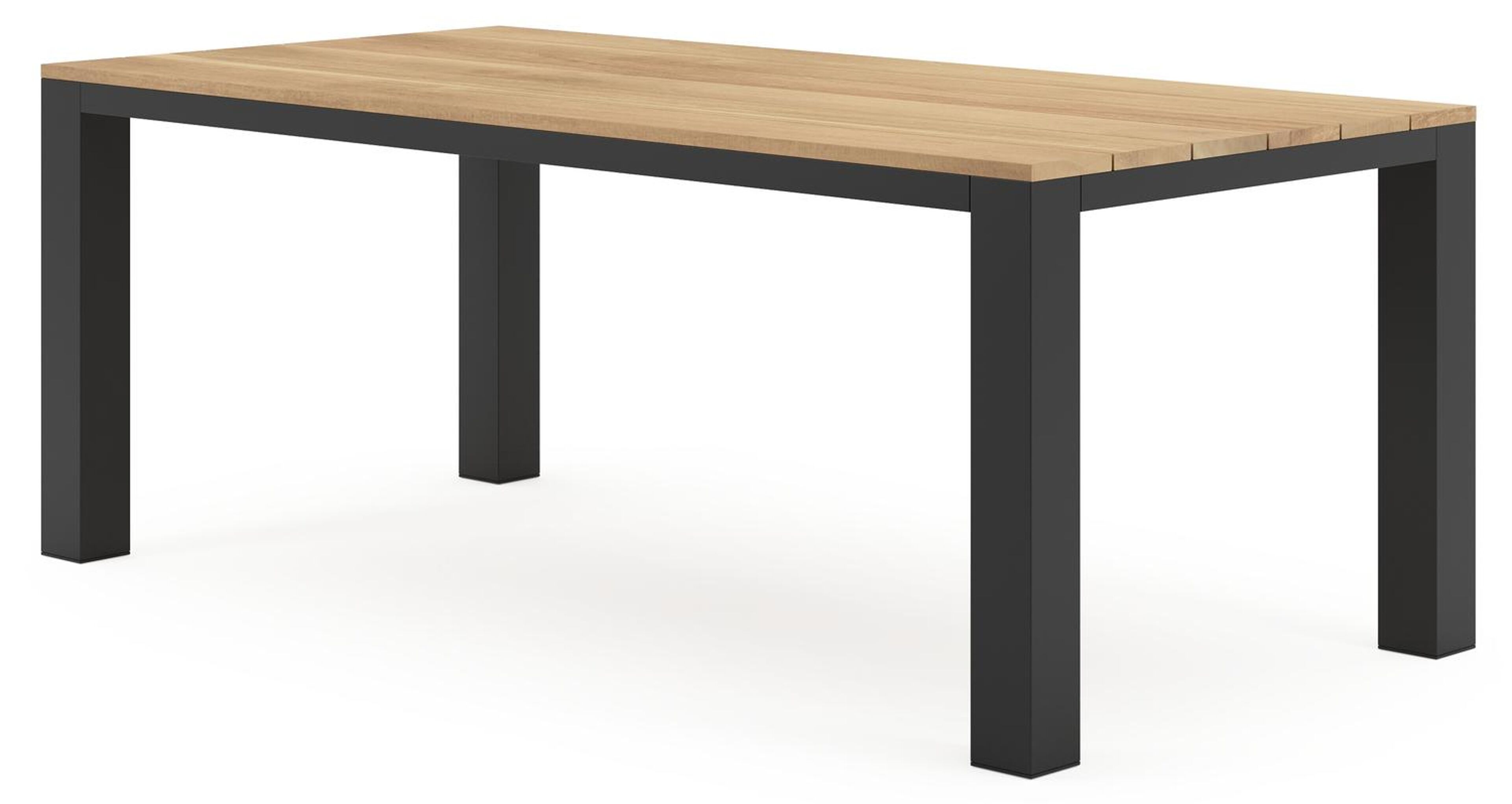 Table de jardin Nano en aluminium noir et teck - Lg 200 x Larg. 100 x H 75 cm