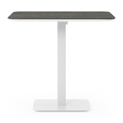 Fano kantelbare tuintafel afgerond vierkant in wit aluminium en volkeramiek Black Obsession - L 80 x B 80 x H 72.5 cm