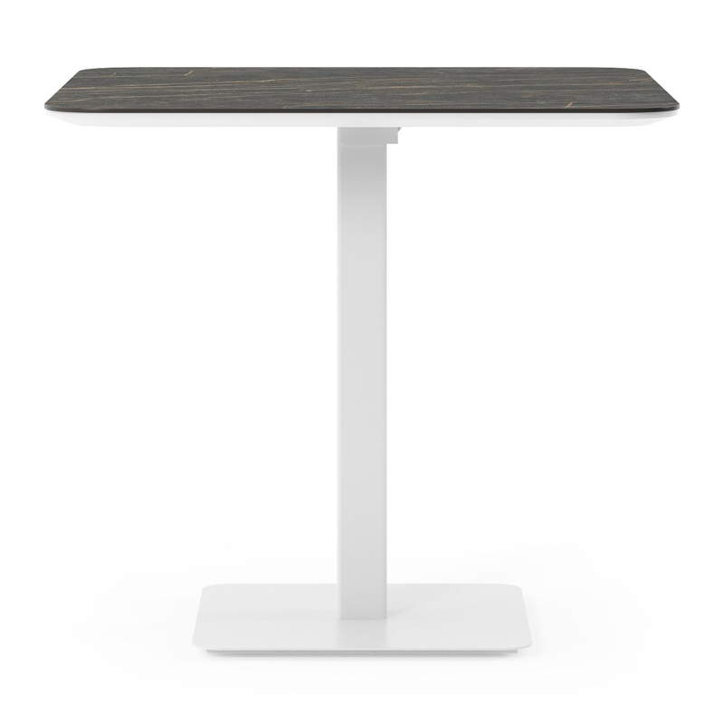 Fano kantelbare tuintafel afgerond vierkant in wit aluminium en volkeramiek Black Obsession - L 80 x B 80 x H 72.5 cm