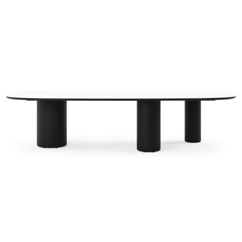 Amico tuintafel bombo xl in zwart aluminium en volkeramiek Arctic White - L 320 x B 148 x H 73.5 cm