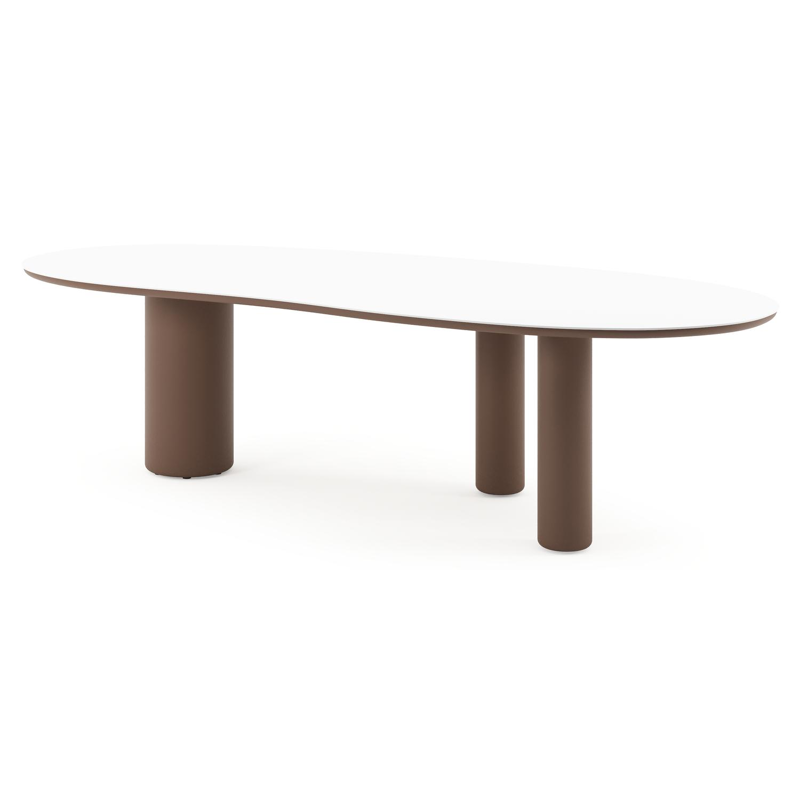 Amico tuintafel organisch in taupe aluminium en volkeramiek Arctic White - L 280 x B 120 x H 73.5 cm