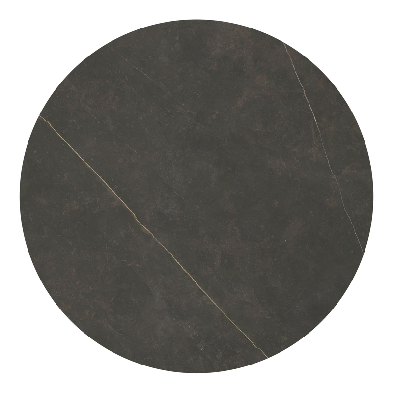 Table de jardin Fano ronde en aluminium beige et céramique pleine Calatorao - Diam. 148 x Haut. 75 cm