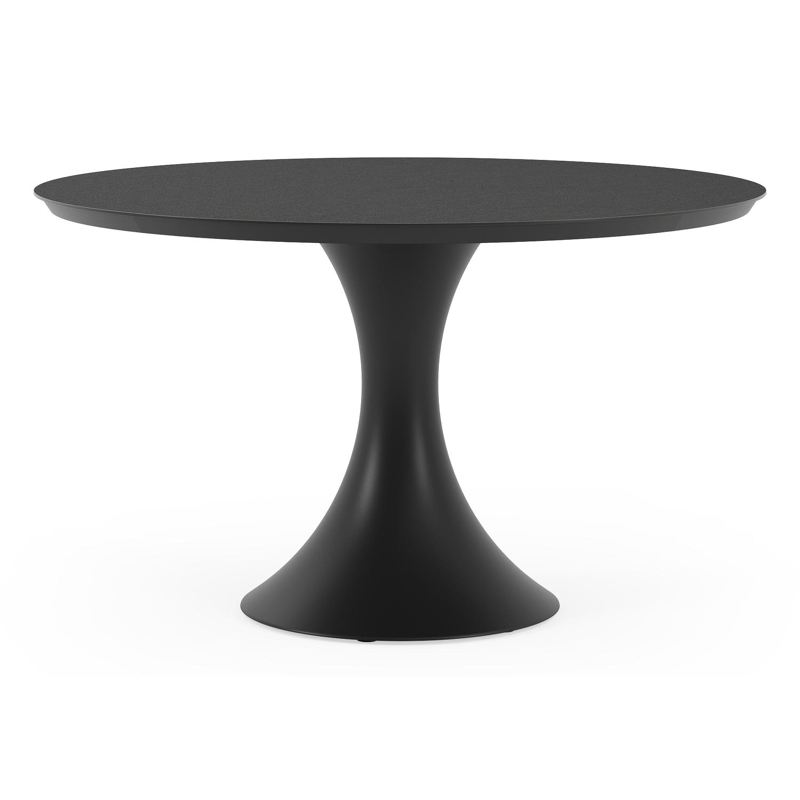 Table de jardin Fano en aluminium noir et céramique pleine nero black - Dia. 130 x H 75 cm
