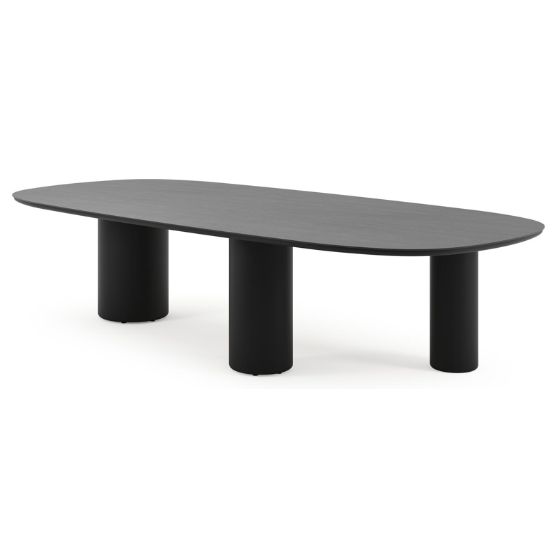 Amico tuintafel bombo xl in zwart aluminium en volkeramiek Basalt Black - L 320 x B 148 x H 73.5 cm