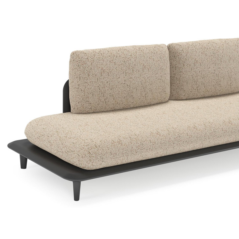 Bomero loungehoek in zwart aluminium met bora jungle all weather cosytica kussen