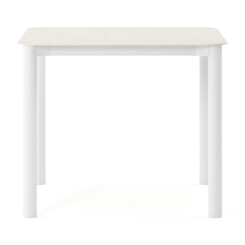 Orso tuintafel rechthoekig afgerond in wit aluminium en volkeramiek Shilin - L 90 x B 90 x H 74.5 cm