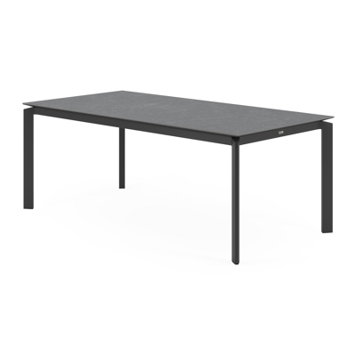 Cirello tuintafel in zwart aluminium en volkeramiek pierre bleue - L 200 x B 100 x H 76 cm