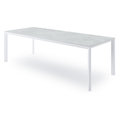 Table de jardin Malito en aluminium blanc et céramique pleine zaha stone - Lg 240 x Larg. 100 x H 75,5 cm