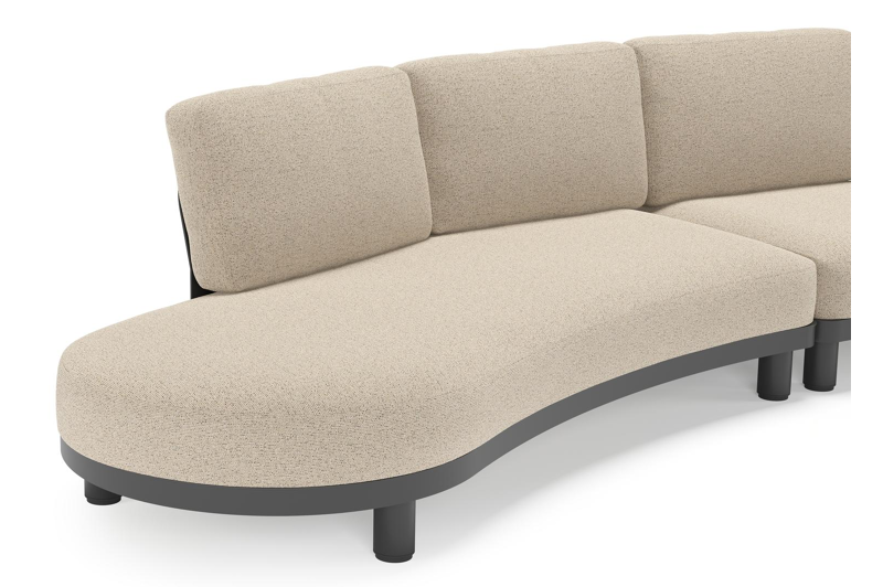 Donato loungebank in zwart aluminium met all weather cosytica Marbella Beige kussen