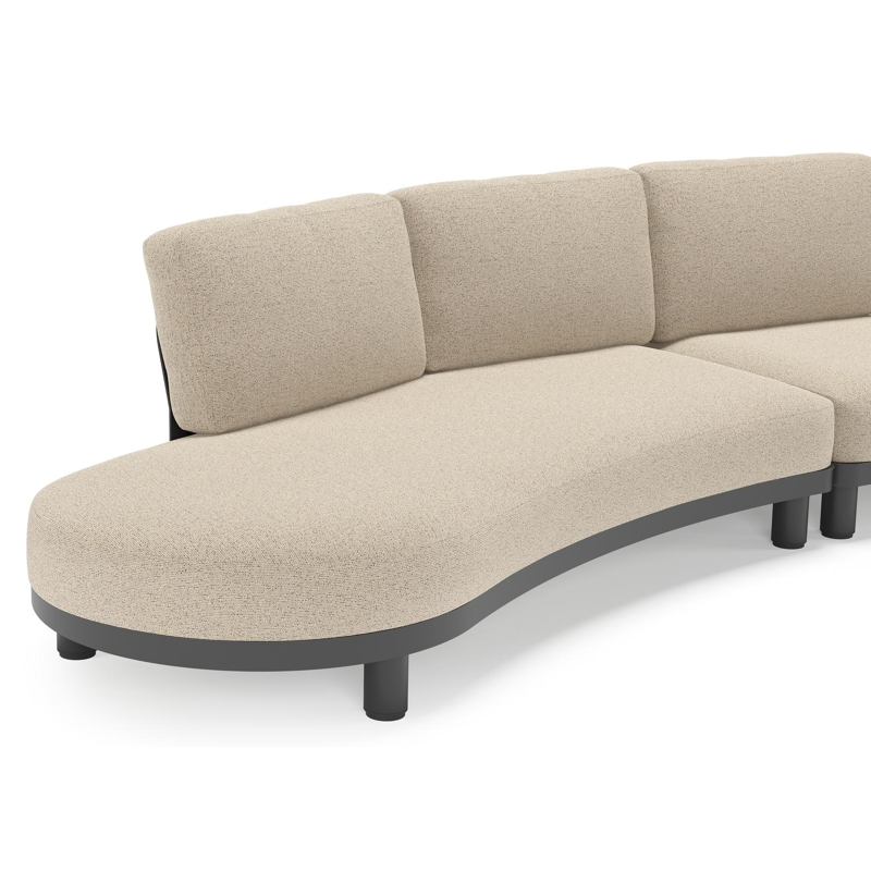 Canapé de jardin Donato en aluminium noir et coussins en all weather cosytica Marbella Beige