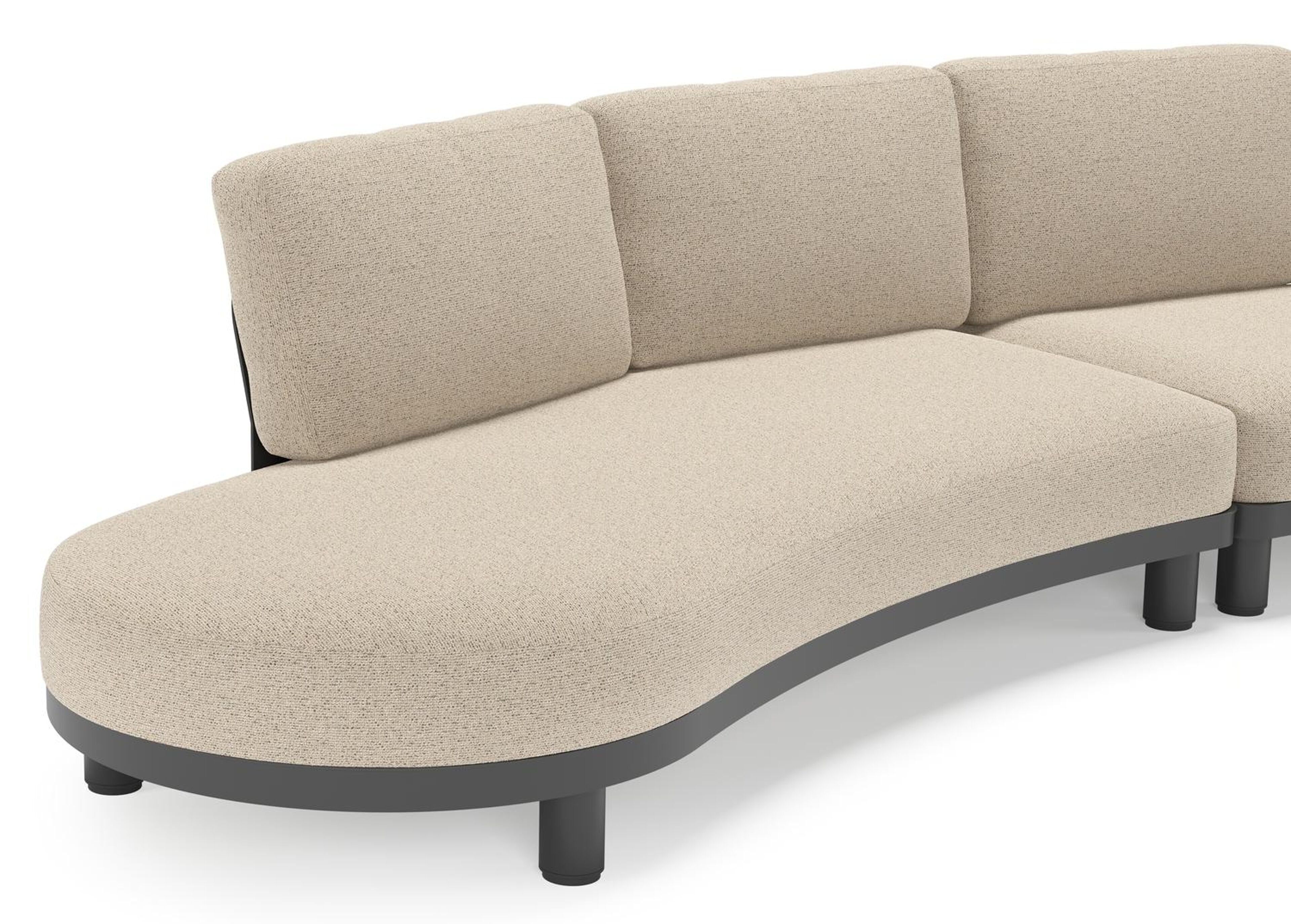 Donato loungebank in zwart aluminium met all weather cosytica Marbella Beige kussen