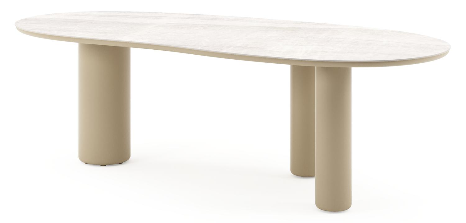 Amico tuintafel organisch in beige aluminium en volkeramiek Taj Mahal - L 240 x B 110 x H 73.5 cm