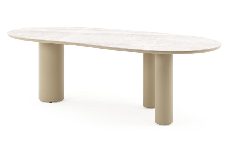 Amico tuintafel organisch in beige aluminium en volkeramiek Taj Mahal - L 240 x B 110 x H 73.5 cm