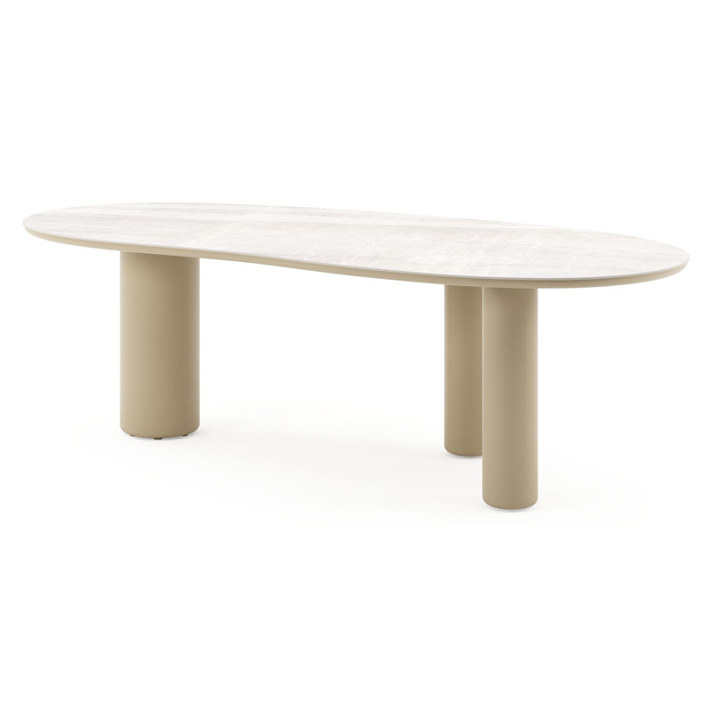 Amico tuintafel organisch in beige aluminium en volkeramiek Taj Mahal - L 240 x B 110 x H 73.5 cm