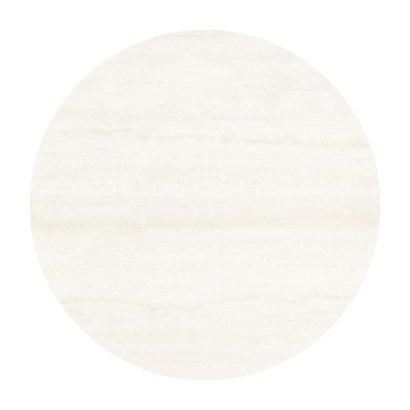 Fano low dining loungetafel rond in beige aluminium en volkeramiek Travertino Bianco - Dia. 65 x H 55 cm