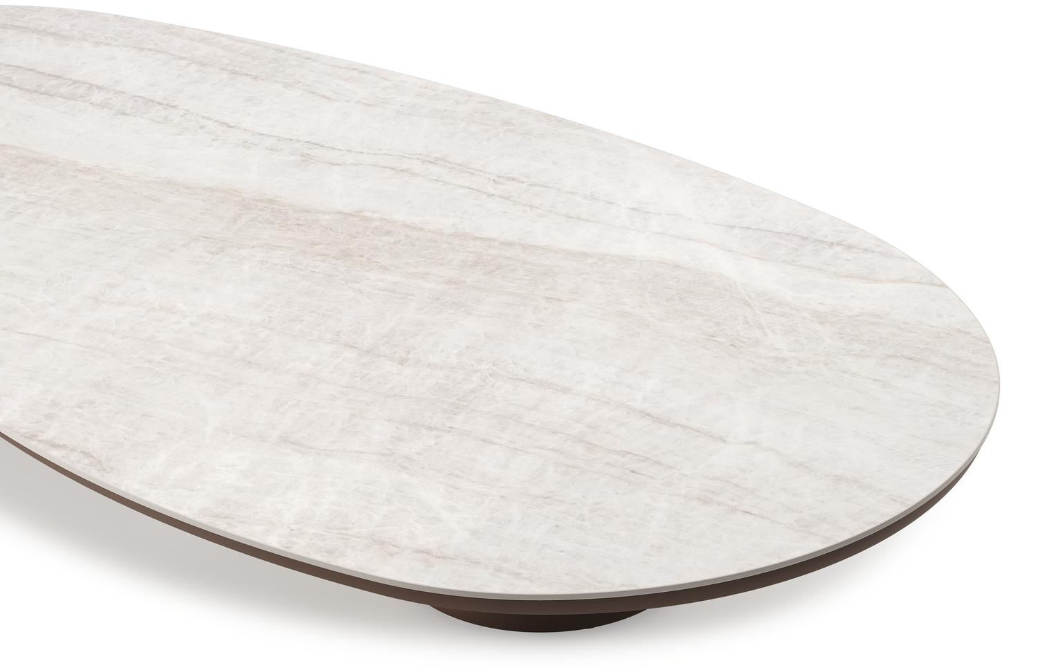 Amico loungetafel organisch in taupe aluminium en volkeramiek Taj Mahal - L 170 x B 91 x H 25 cm