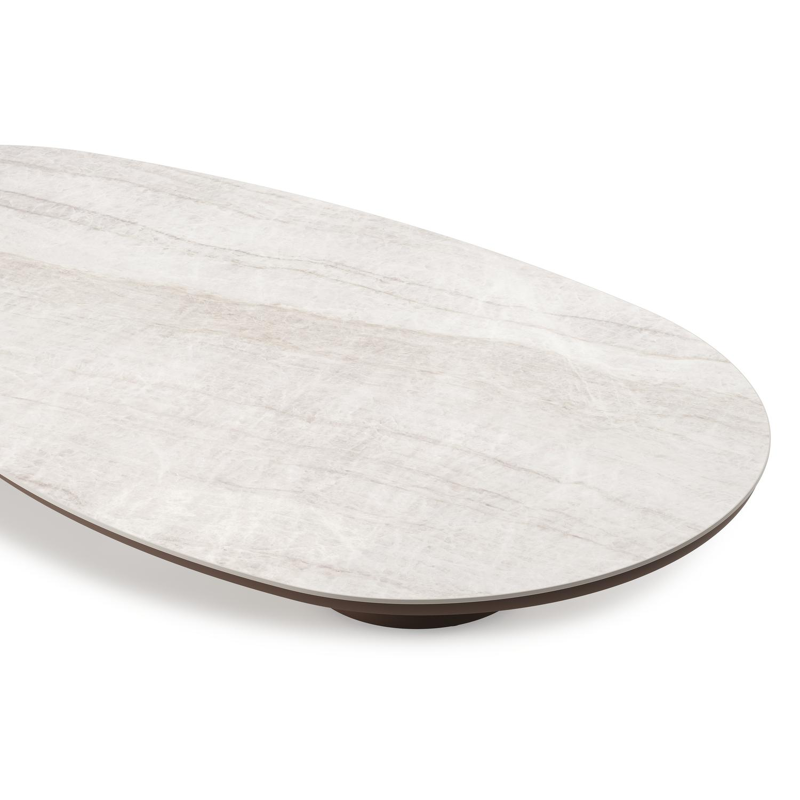 Amico loungetafel organisch in taupe aluminium en volkeramiek Taj Mahal - L 170 x B 91 x H 25 cm