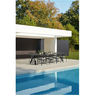 Table de jardin Cesano en aluminium noir et céramique pleine calatorao - Lg 315 x Larg. 115 x H 75 cm