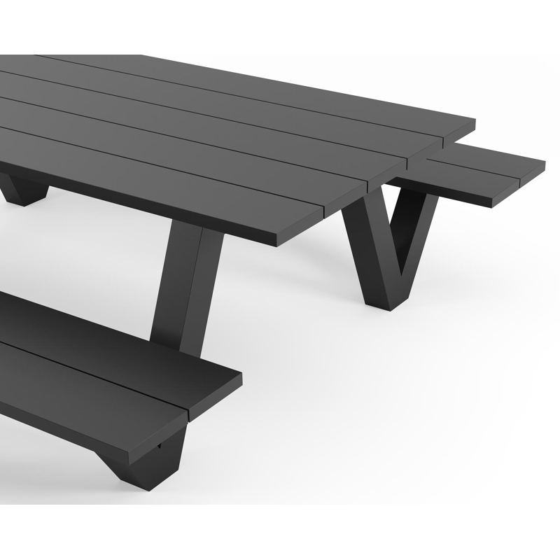 Norma picknicktafel in zwart aluminium - L 240 x B 213 x H 74 cm