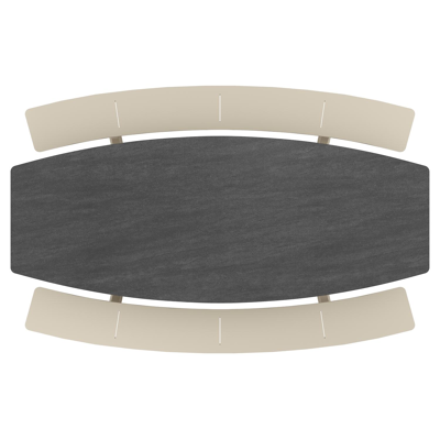 Forno picknicktafel bootvorm in beige aluminium en volkeramiek Basalt Black - L 280 x B 192 x H 72 cm