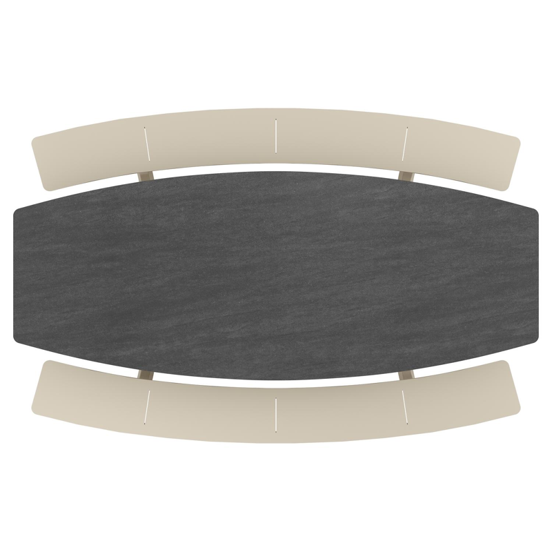 Forno picknicktafel bootvorm in beige aluminium en volkeramiek Basalt Black - L 280 x B 192 x H 72 cm