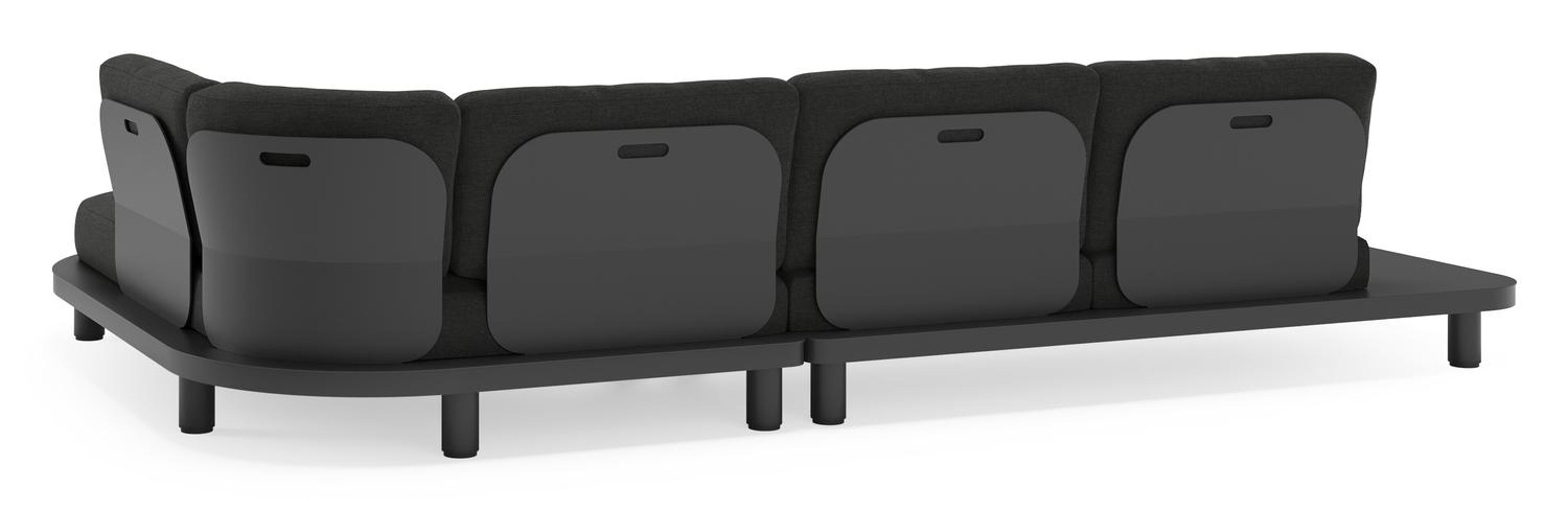 Donato loungehoek in zwart aluminium met all weather sunbrella® luxe Chartres Sooty kussen
