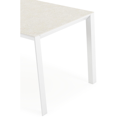 Malito tuintafel in wit aluminium en volkeramiek shilin - L 140 x B 80 x H 75 cm