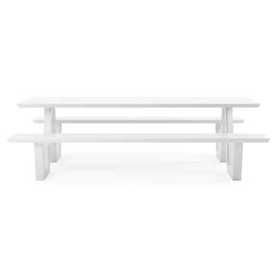 Table de pique-nique Sevilla en aluminium blanc - Lg 240 x Larg 175,5 x H 71 cm