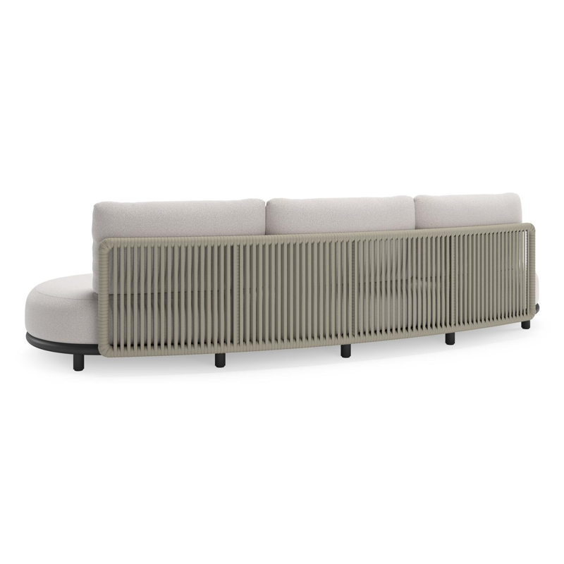 Lomano loungeset in zwart aluminium en beige verticaal geweven luxe vlakke rope met Ego Eggshell all weather solica