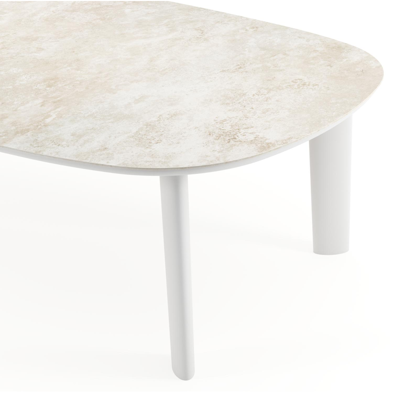 Table de jardin Amico bombo xl en aluminium blanc et céramique pleine Rapolano - Lg. 270 x Lrg. 148 x Haut. 73.5 cm