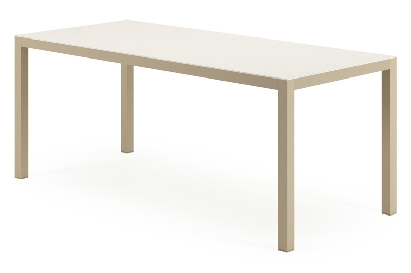 Feltro tuintafelframe rechthoekig in beige aluminium en volkeramiek beige - L 180 x B 80 x H 74 cm