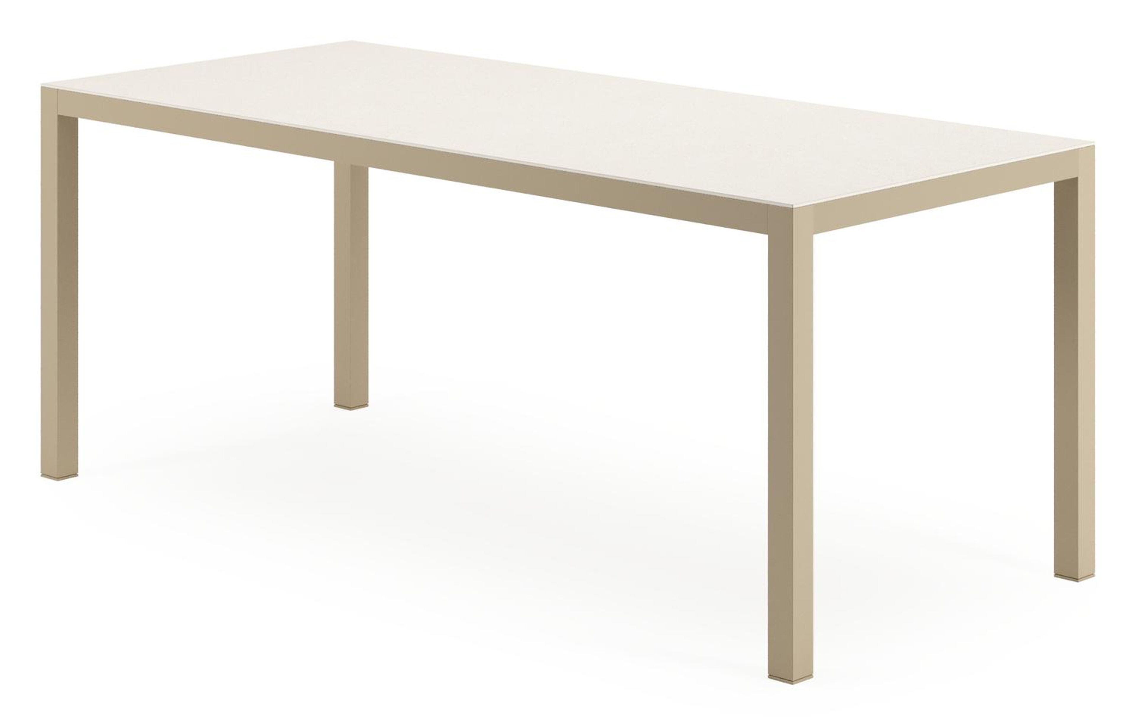 Armature de table de jardin Feltro rectangulaire en aluminium beige et céramique pleine beige - Lg. 180 x Lrg. 80 x Haut. 74 cm