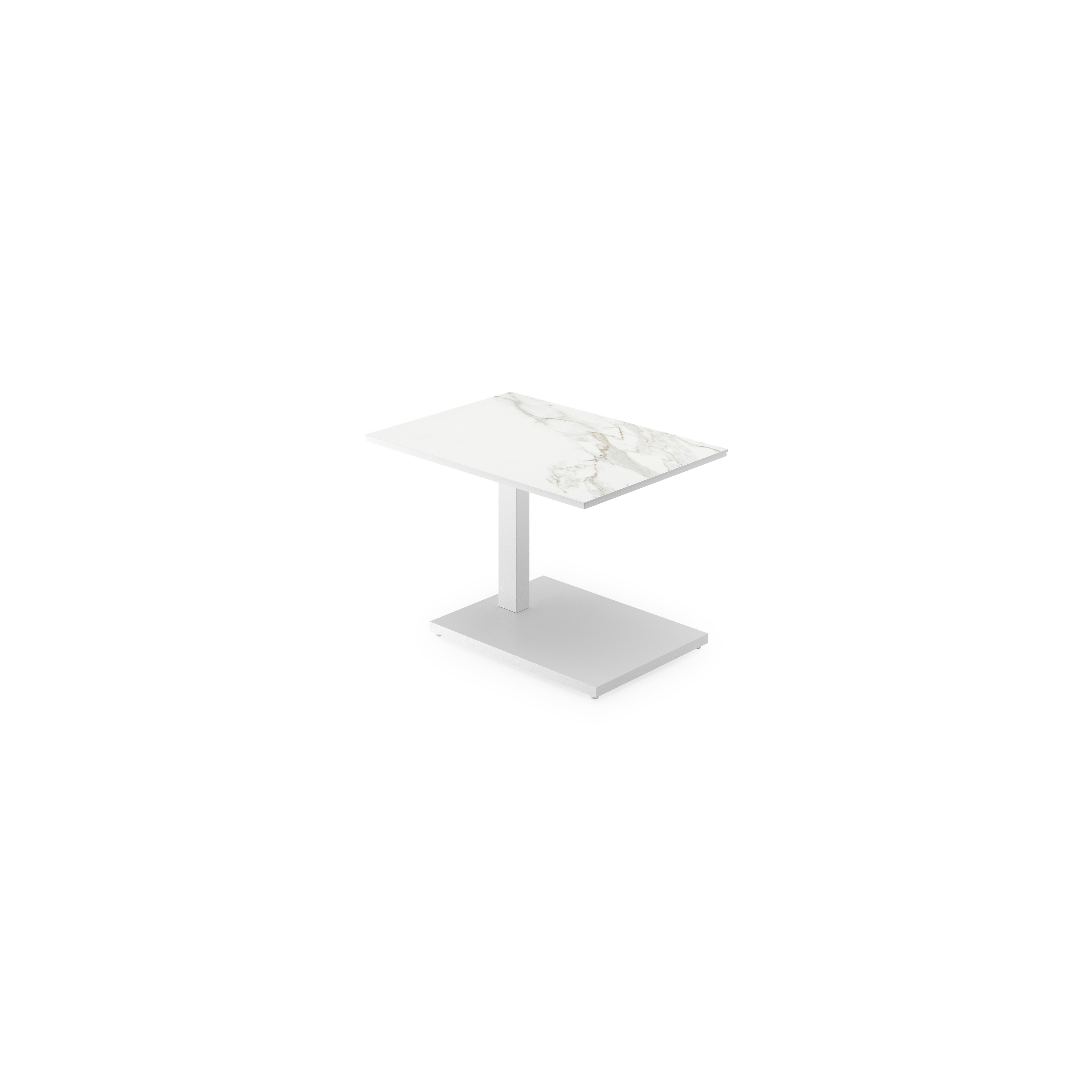 Table d'appoint Cirello Pop up en aluminium blanc et céramique pleine calacatta - Lg. 70 x Lrg. 50 x Haut. 66 cm
