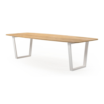 Pagino tuintafel in wit aluminium en teak - L 280 x B 115 x H 75 cm