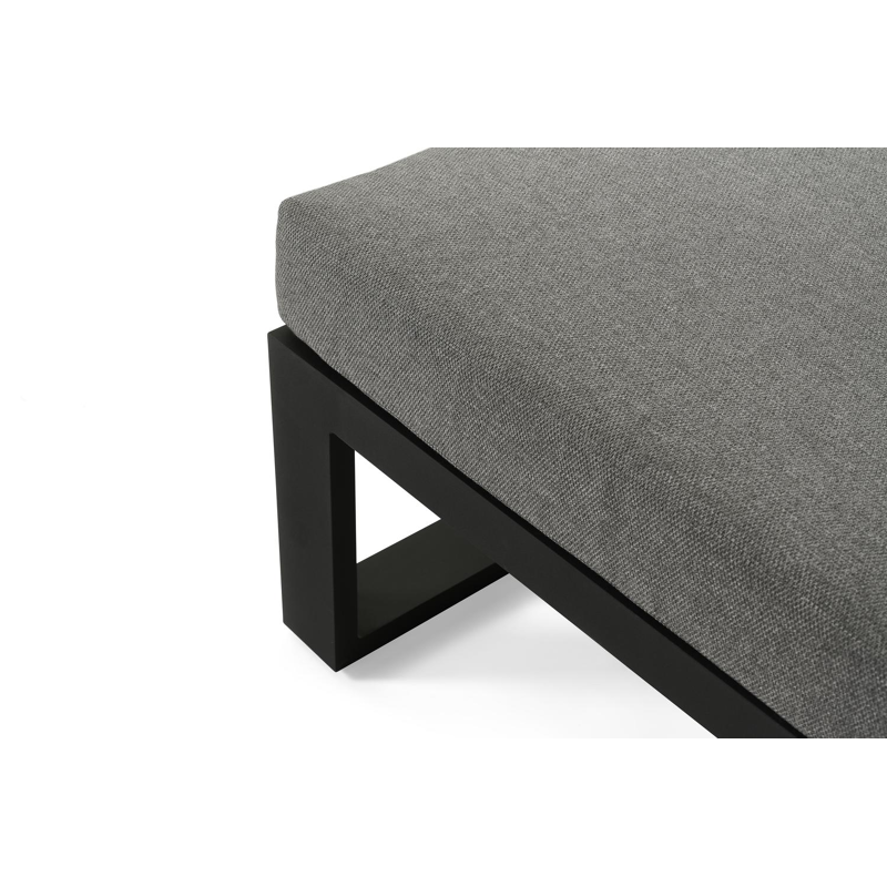 Salon de jardin Livo en aluminium noir avec coussins en weather+ softtouch gris