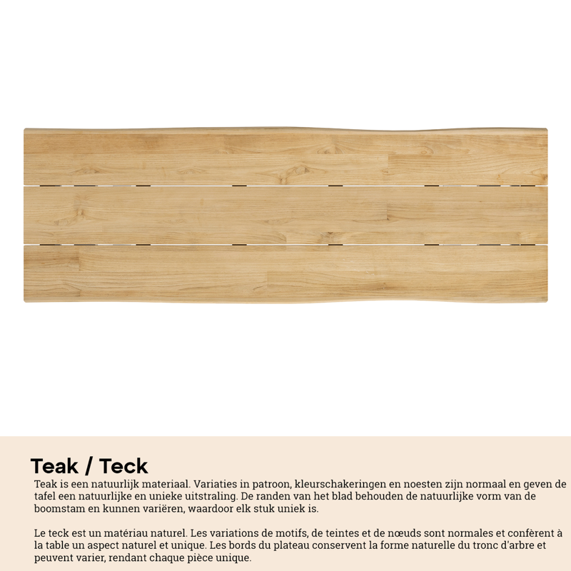 Pagino bartafel rechthoekig in zwart aluminium en teak - L 244 x B 82 x H 109 cm
