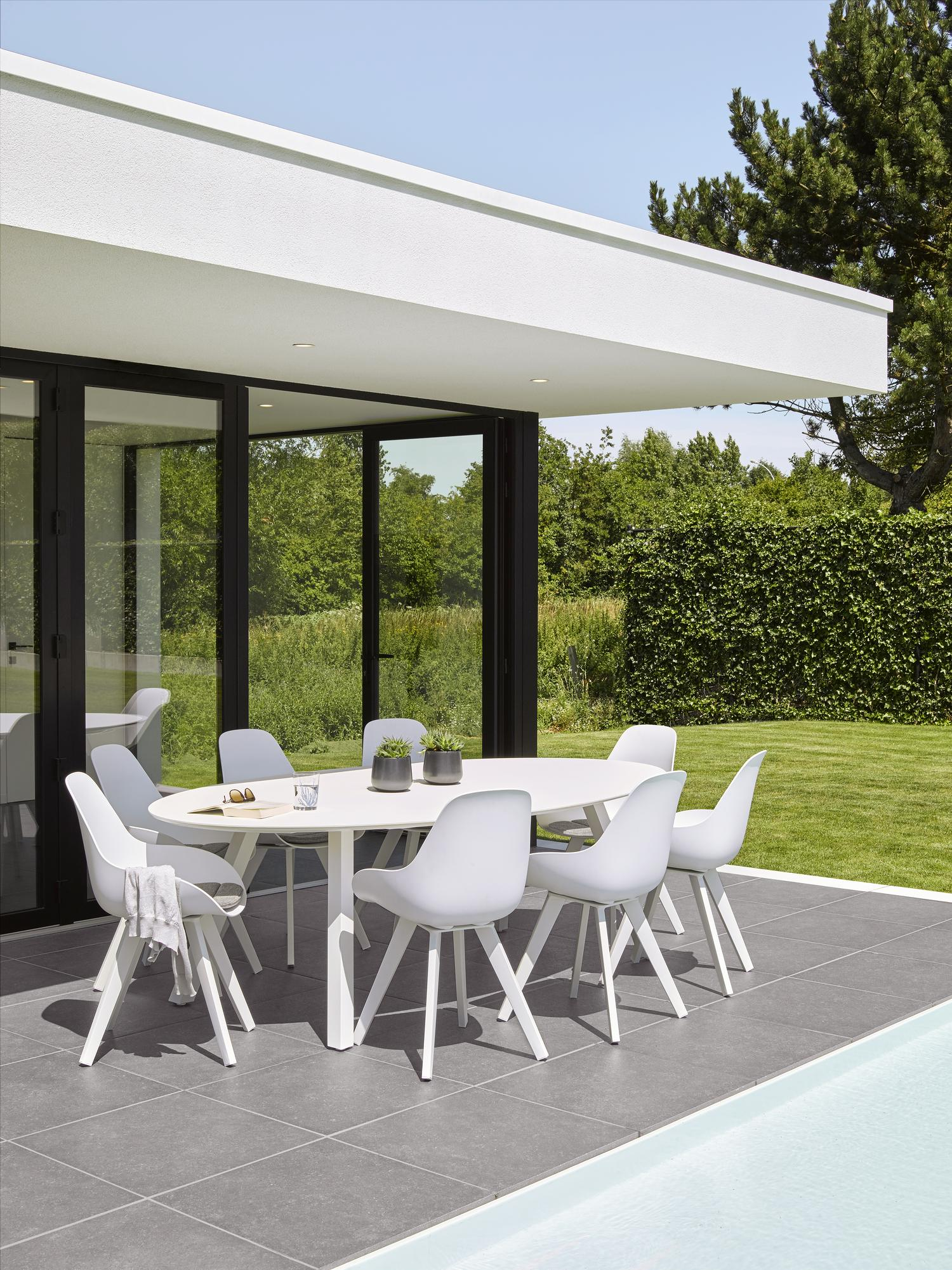 Mesa tuinstoel in wit aluminium en wit kunststof