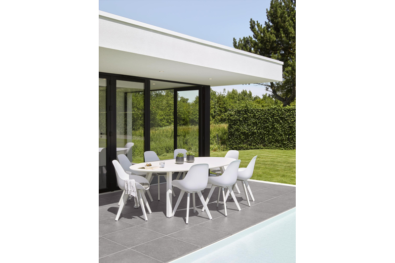Mesa tuinstoel in wit aluminium en wit kunststof