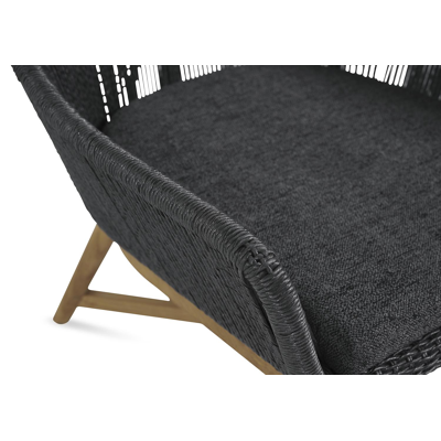 Borgo loungezetel 1-zit in teak en zwart wicker met chartres sooty all weather sunbrella® luxe kussen